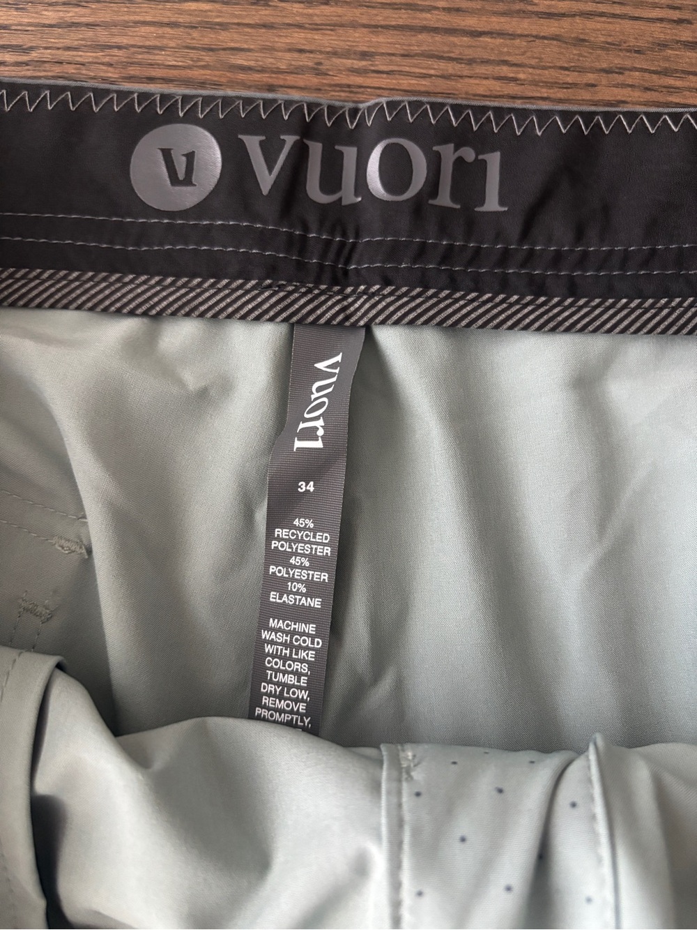 Vuori Light Mint Swim Shorts with Gray Trim - Picture 4 of 7